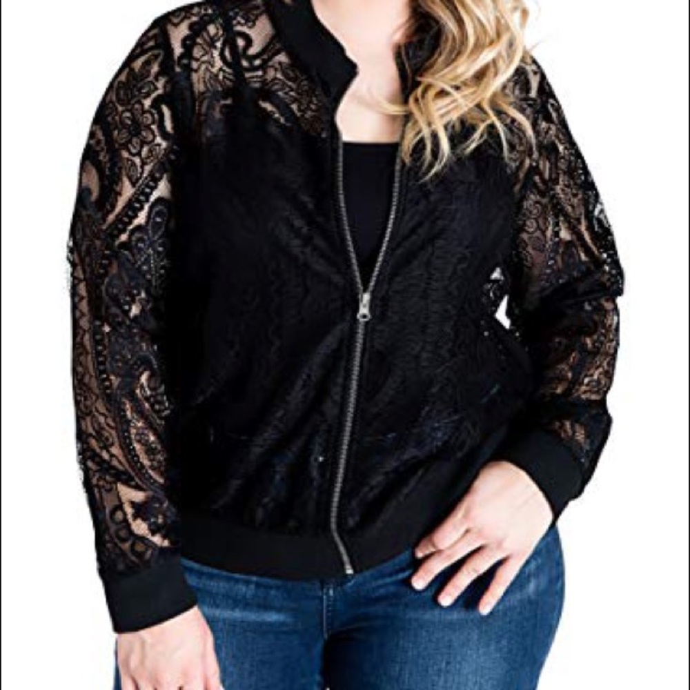 Standards & Practice Aria Lace Bomber Jacket